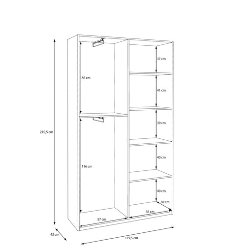 Dulap 2 Usi Harmony Alb, 119.5 Cm