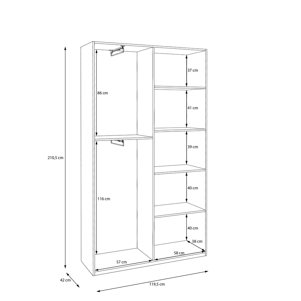 Dulap 2 Usi Harmony Alb, 119.5 Cm