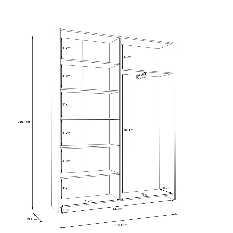 Dulap Cu Usi Culisante Harmony Alb, 150 Cm