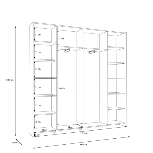 Dulap Cu Usi Culisante Harmony Alb, 200 Cm