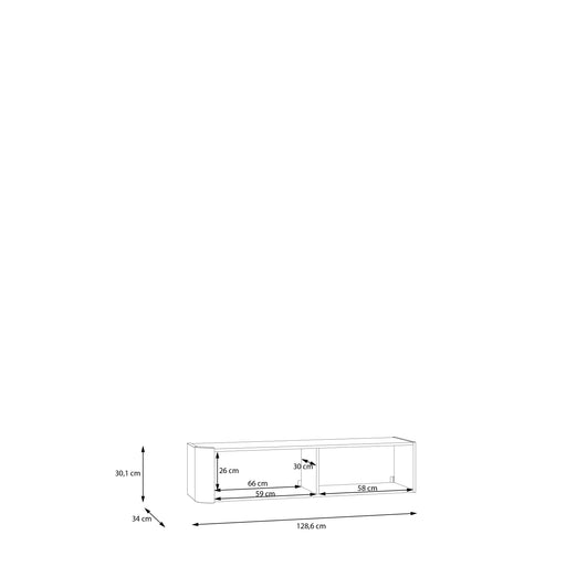 Dulap Suspendat Bibliotheque, Stejar Cabezone, 128.6 Cm