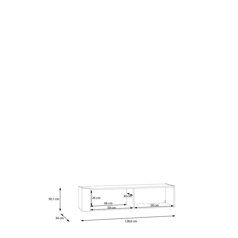 Dulap Suspendat Bibliotheque, Stejar Cabezone, 128.6 Cm