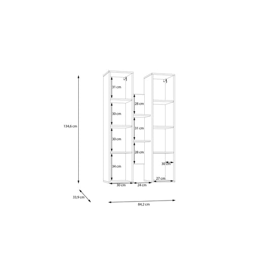 Vitrina Suspendata Bibliotheque, Usi soft close, stejar Cabezone si stejar Artisan, 84.2 Cm