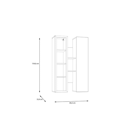 Vitrina Suspendata Bibliotheque, usi cu soft-close, Terracotta si stejar Mauvella, 84.2 Cm