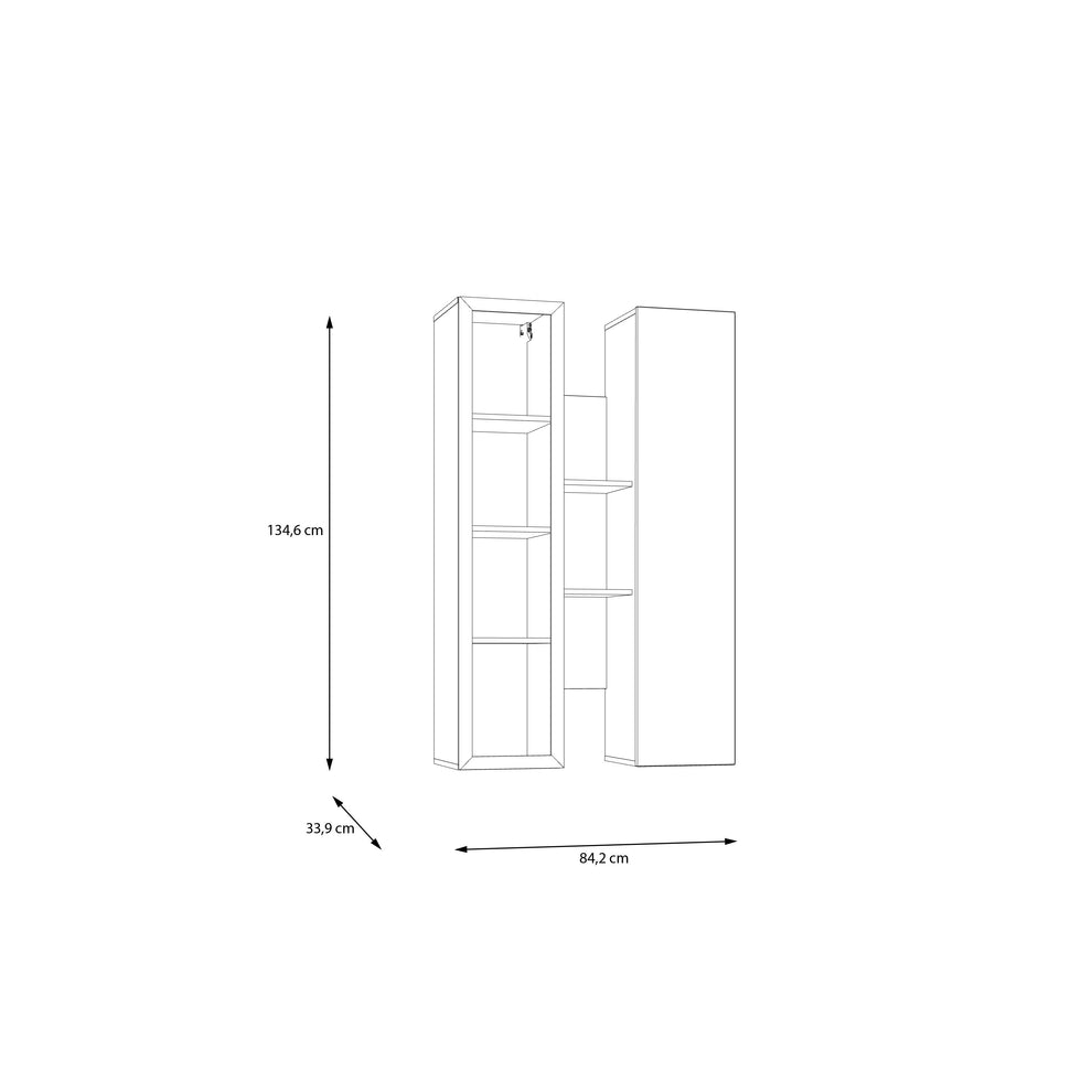 Vitrina Suspendata Bibliotheque, usi cu soft-close, Terracotta si stejar Mauvella, 84.2 Cm