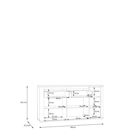 Bufet Cu 2 Usi Si 2 Sertare Bibliotheque, Nisip si Stejar Mauvella, 160 Cm