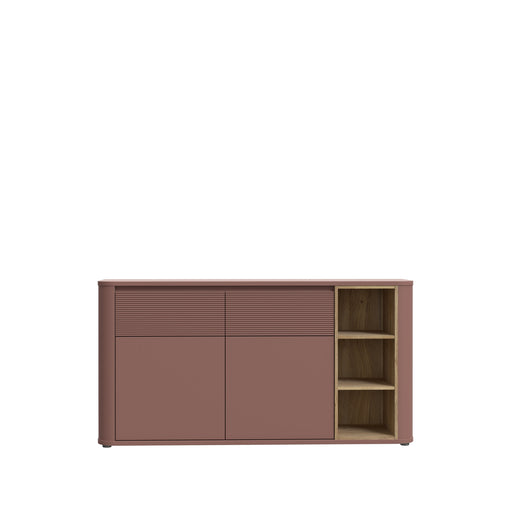 Bufet Cu 2 Usi Si 2 Sertare Bibliotheque , Terracotta si stejar Mauvella, 160 Cm