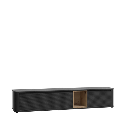 Comoda Tv Mare Bibliotheque, Stejar Cabezone si Stejar Artisan si stejar negru, 215 Cm