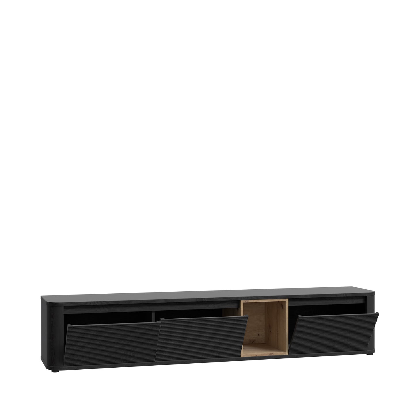 Comoda Tv Mare Bibliotheque, Stejar Cabezone si Stejar Artisan si stejar negru, 215 Cm