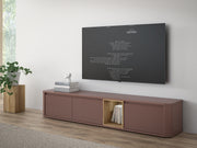 Comoda Tv Mare Bibliotheque, Terracotta si stejar Mauvella, 215 Cm