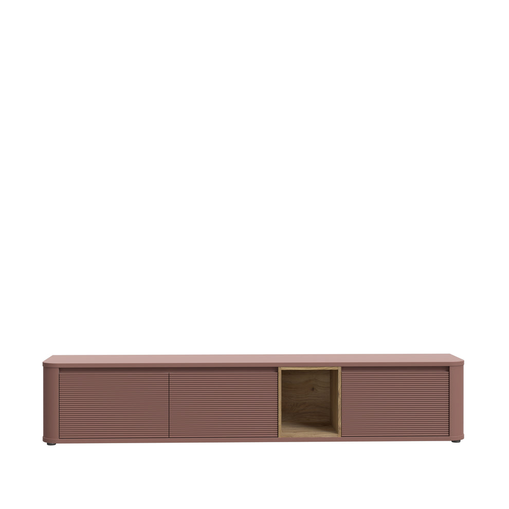 Comoda Tv Mare Bibliotheque, Terracotta si stejar Mauvella, 215 Cm