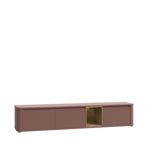 Comoda Tv Mare Bibliotheque, Terracotta si stejar Mauvella, 215 Cm