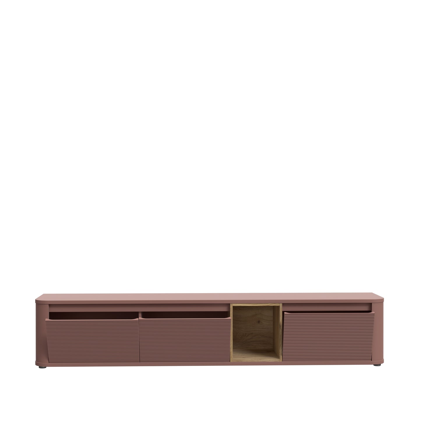 Comoda Tv Mare Bibliotheque, Terracotta si stejar Mauvella, 215 Cm