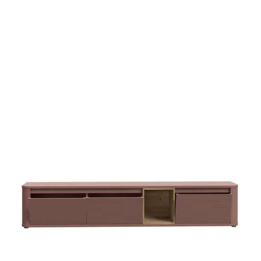 Comoda Tv Mare Bibliotheque, Terracotta si stejar Mauvella, 215 Cm