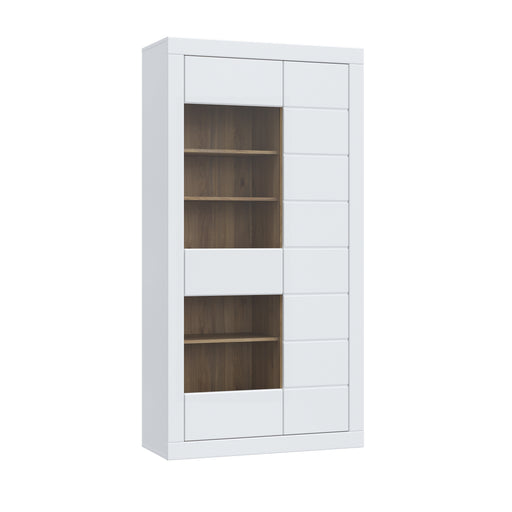 Vitrina 2 Usi Lufkira, Usi cu push-open, Alb Si Stejar Mauvella, 101 Cm