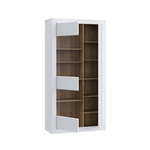 Vitrina 2 Usi Lufkira, Usi cu push-open, Alb Si Stejar Mauvella, 101 Cm