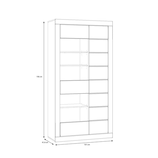 Vitrina 2 Usi Lufkira, Usi cu push-open, Alb Si Stejar Mauvella, 101 Cm