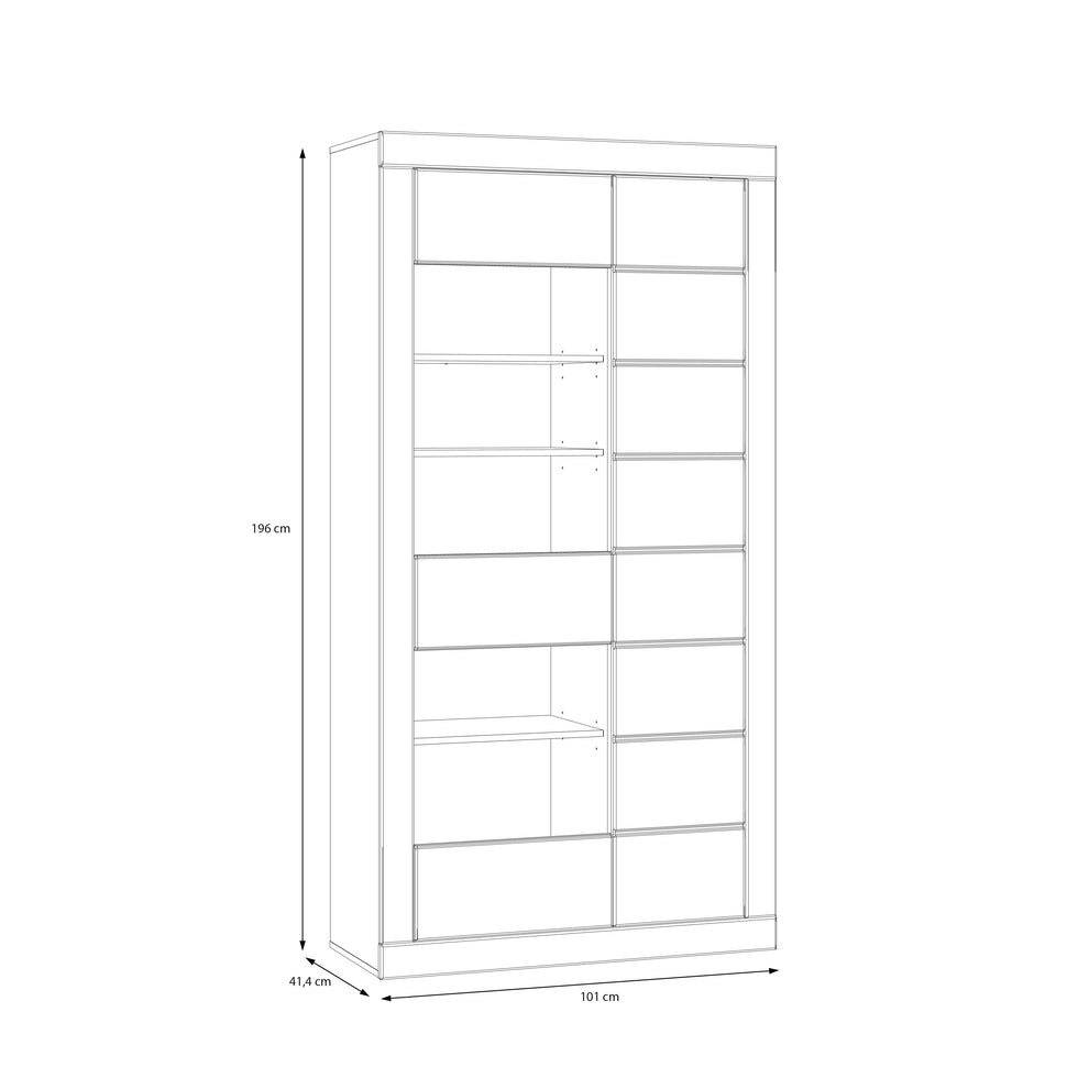 Vitrina 2 Usi Lufkira, Usi cu push-open, Alb Si Stejar Mauvella, 101 Cm