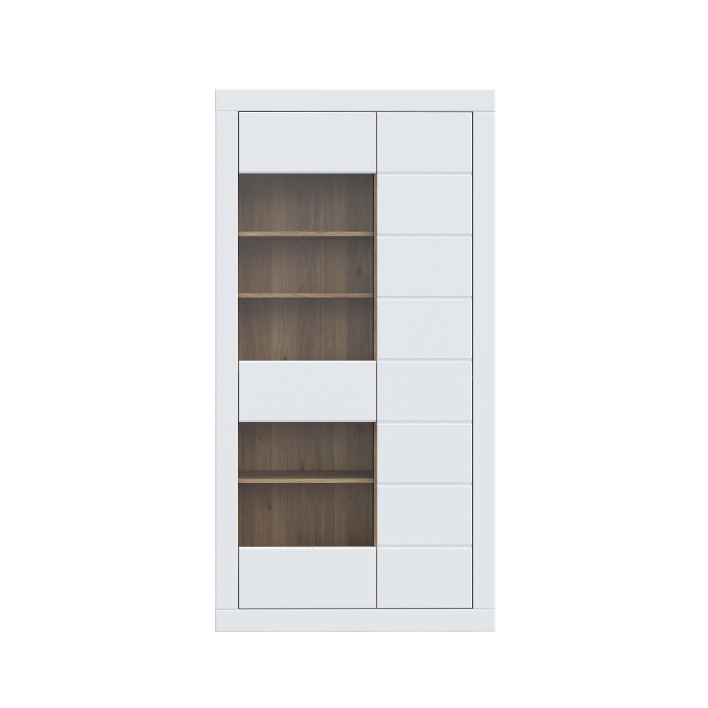 Vitrina 2 Usi Lufkira, Usi cu push-open, Alb Si Stejar Mauvella, 101 Cm
