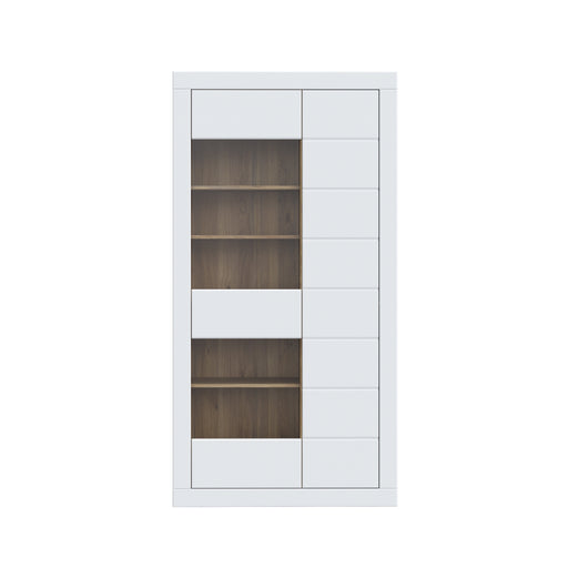 Vitrina 2 Usi Lufkira, Usi cu push-open, Alb Si Stejar Mauvella, 101 Cm