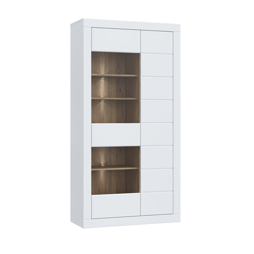 Vitrina 2 Usi Lufkira, Usi cu push-open, Alb Si Stejar Mauvella, 101 Cm