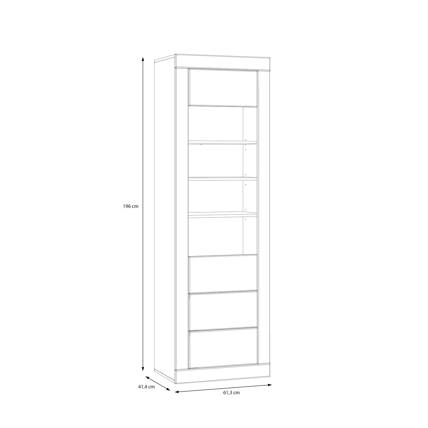 Vitrina Inalta Lufkira, 1 Usa si 2 Sertare cu push-open, Alb Si Stejar Mauvella, 61.3 Cm