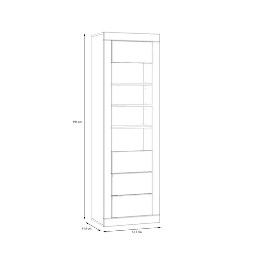 Vitrina Inalta Lufkira, 1 Usa si 2 Sertare cu push-open, Alb Si Stejar Mauvella, 61.3 Cm
