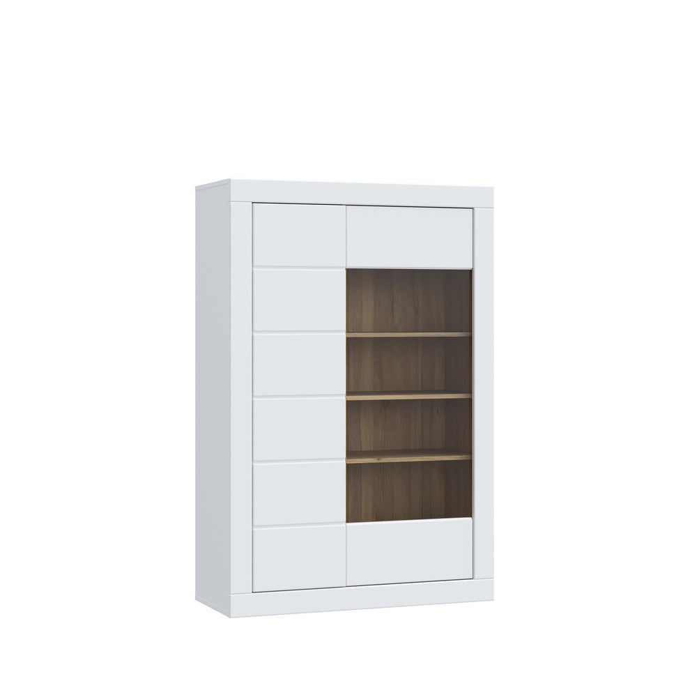 Vitrina Joasa Lufkira, Usi cu push-open, Alb Si Stejar Mauvella, 101 Cm