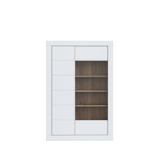 Vitrina Joasa Lufkira, Usi cu push-open, Alb Si Stejar Mauvella, 101 Cm
