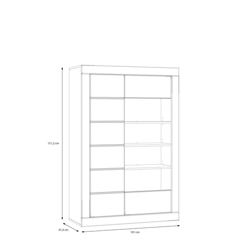 Vitrina Joasa Lufkira, Usi cu push-open, Alb Si Stejar Mauvella, 101 Cm