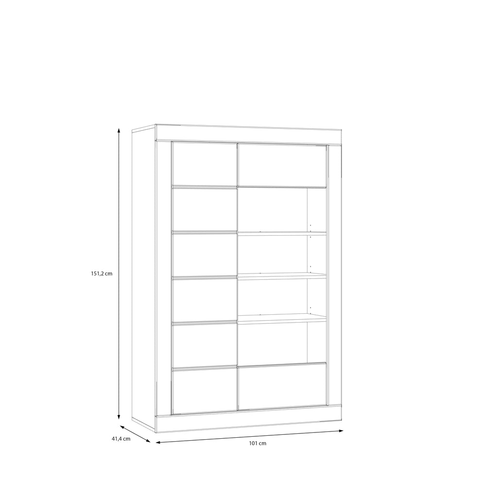 Vitrina Joasa Lufkira, Usi cu push-open, Alb Si Stejar Mauvella, 101 Cm