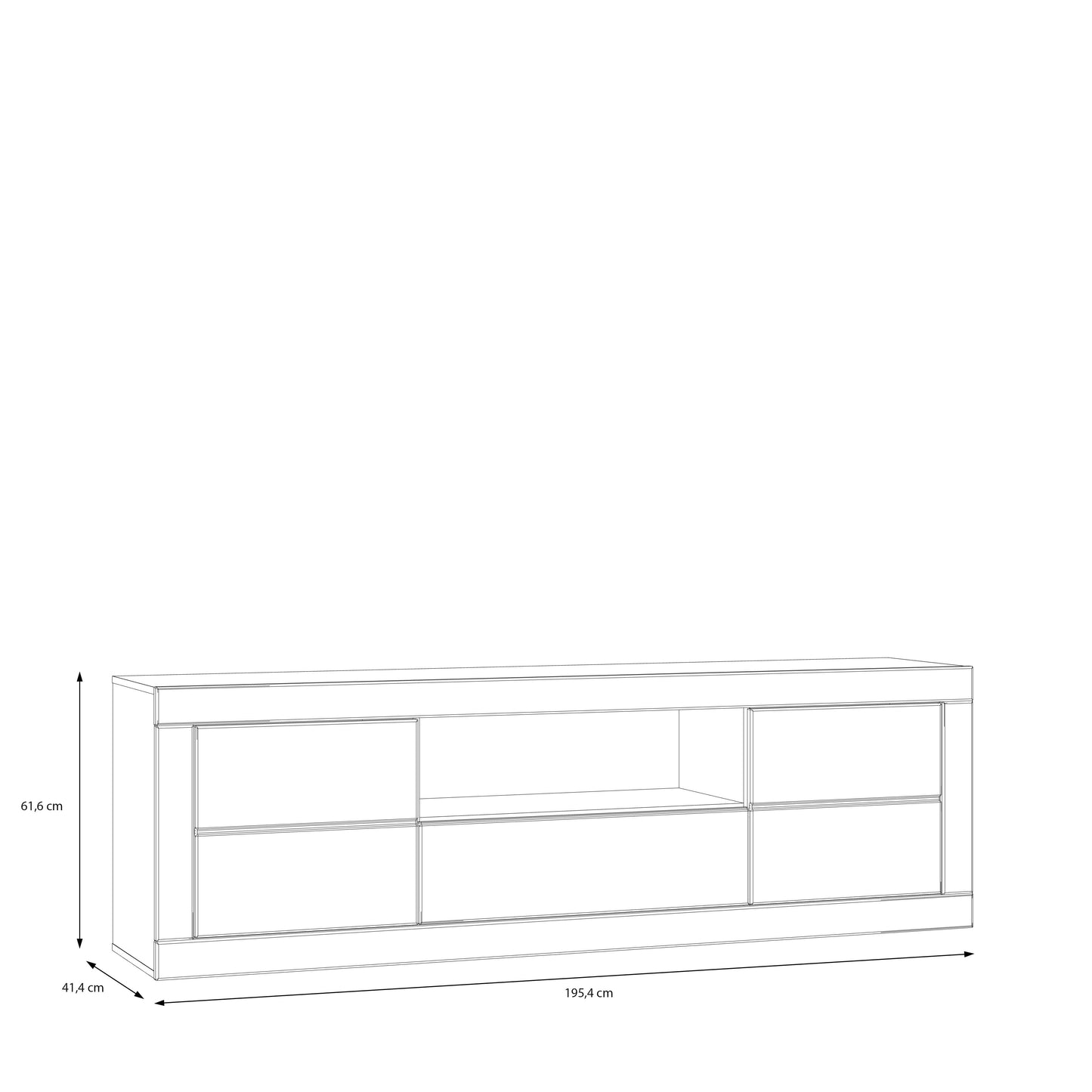 Comoda Tv Mare Lufkira,  Usa si sertare cu push-open, Alb Si stejar Mauvella, 195.4 Cm