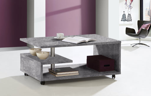 Masa Cafea Belgrad, Beton Optic Gri Deschis, Cu Rotile, 105 Cm