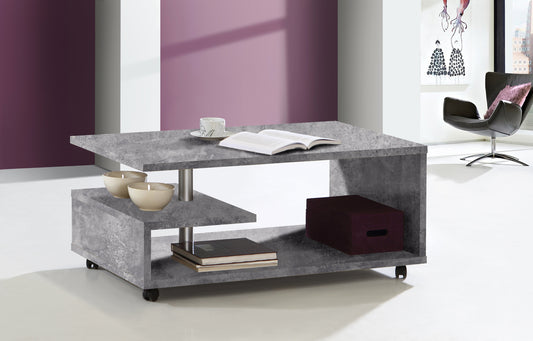 Masa Cafea Belgrad, Beton Optic Gri Deschis, Cu Rotile, 105 Cm