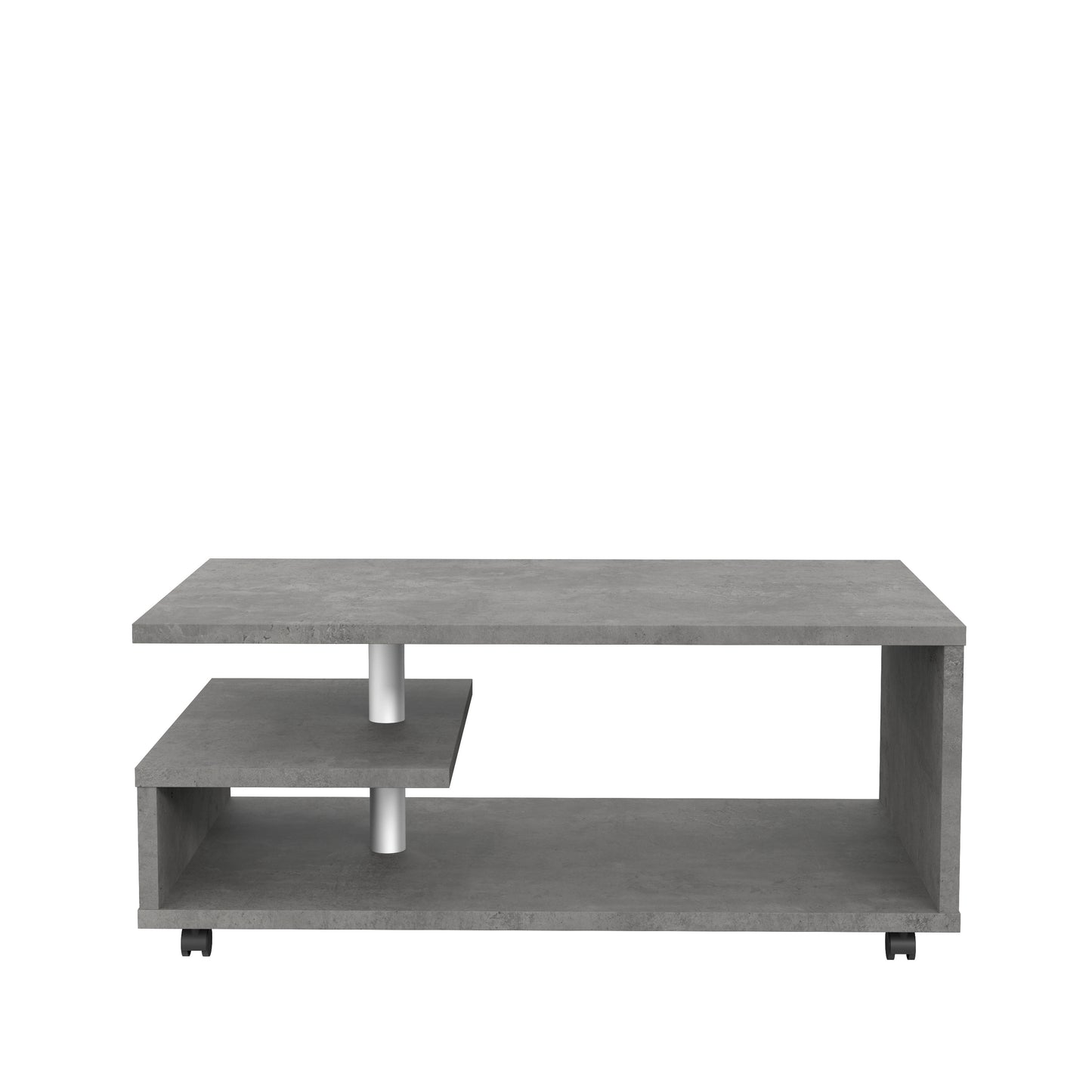Masa Cafea Belgrad, Cu Rotile, Beton Optic Gri Inchis 105 Cm