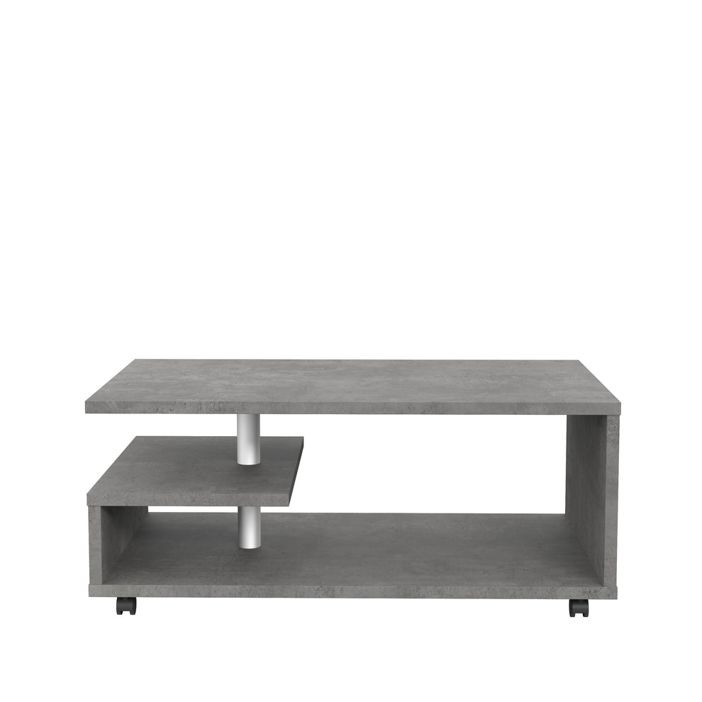 Masa Cafea Belgrad, Cu Rotile, Beton Optic Gri Inchis 105 Cm
