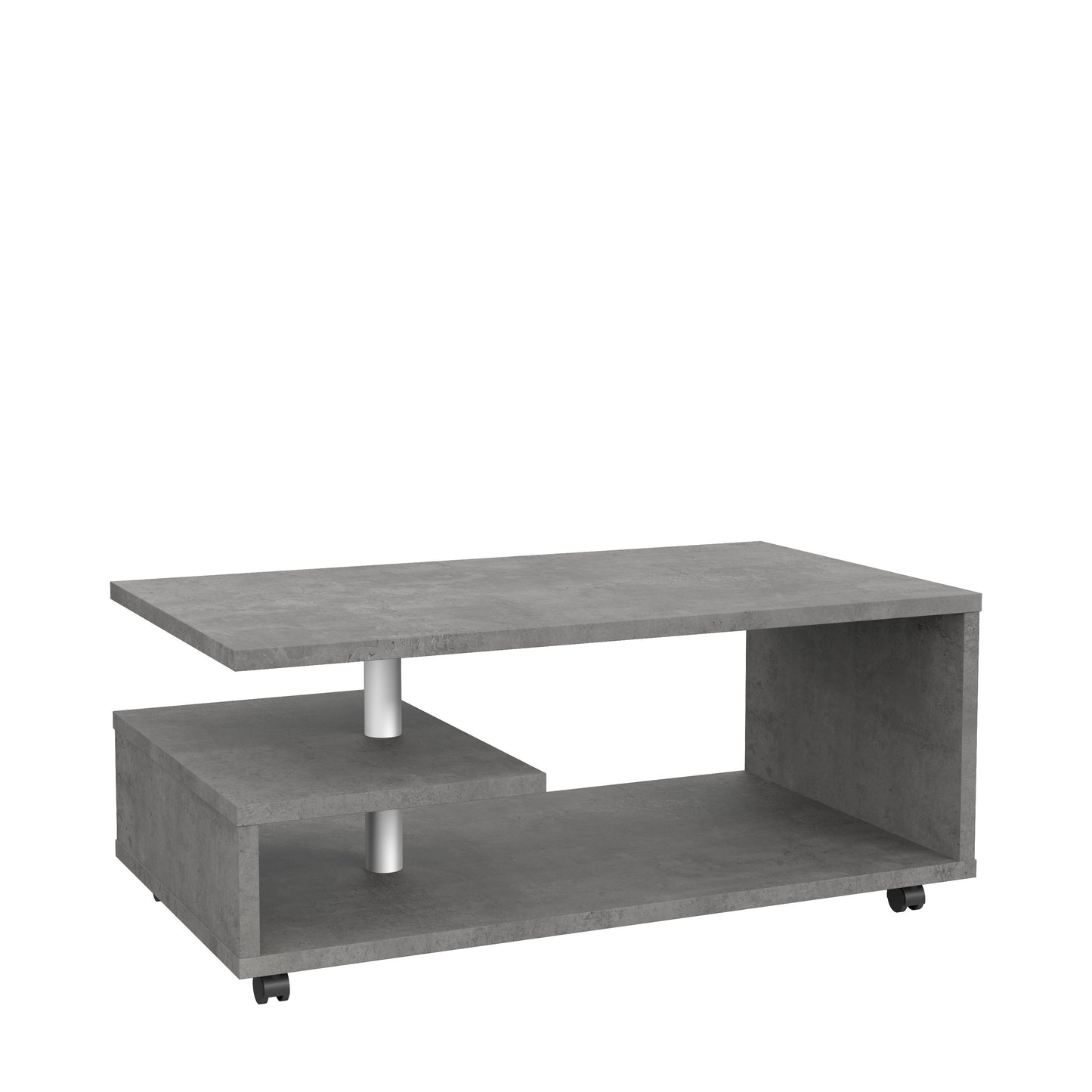 Masa Cafea Belgrad, Cu Rotile, Beton Optic Gri Inchis 105 Cm