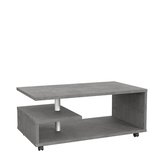 Masa Cafea Belgrad, Cu Rotile, Beton Optic Gri Inchis 105 Cm