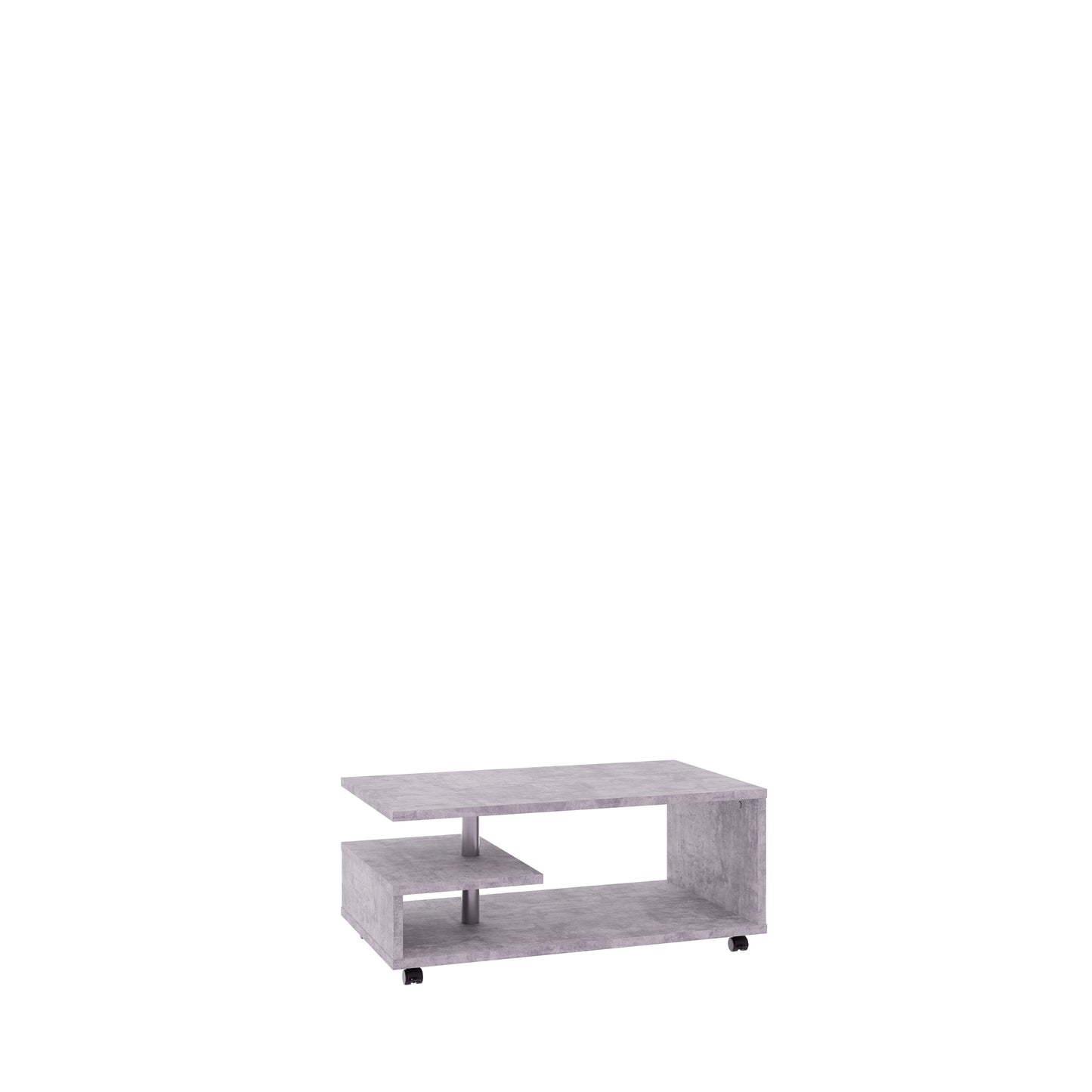Masa Cafea Belgrad, Beton Optic Gri Deschis, Cu Rotile, 105 Cm