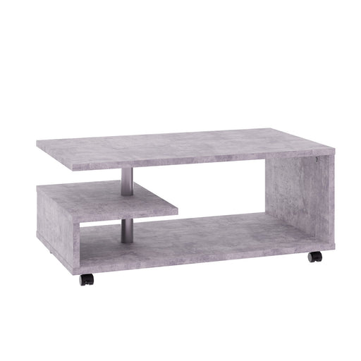 Masa Cafea Belgrad, Beton Optic Gri Deschis, Cu Rotile, 105 Cm