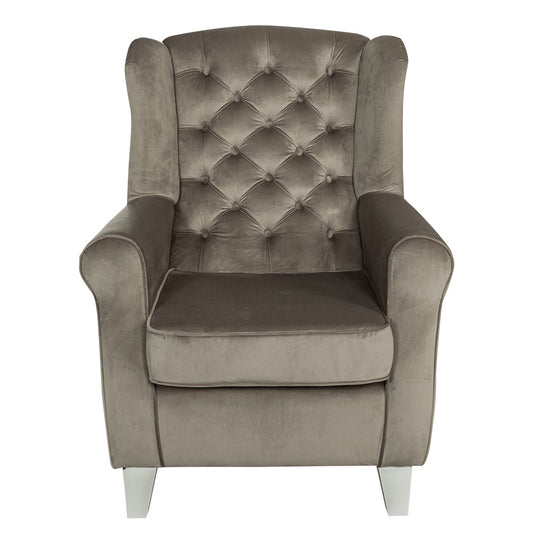Fotoliu Capitonat Chandler, 84 Cm maro alb #variant:maro #variant:alb