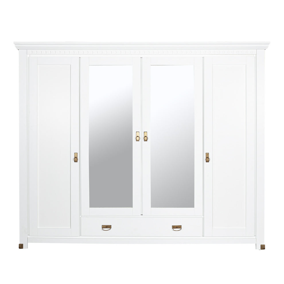 Dulap 4 Usi si 1 Sertar Saint Tropez, Vopsit Alb, 250 Cm