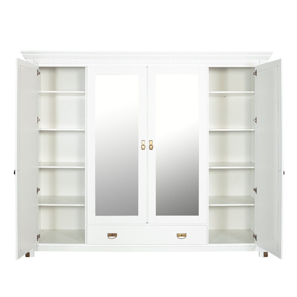 Dulap 4 Usi si 1 Sertar Saint Tropez, Vopsit Alb, 250 Cm