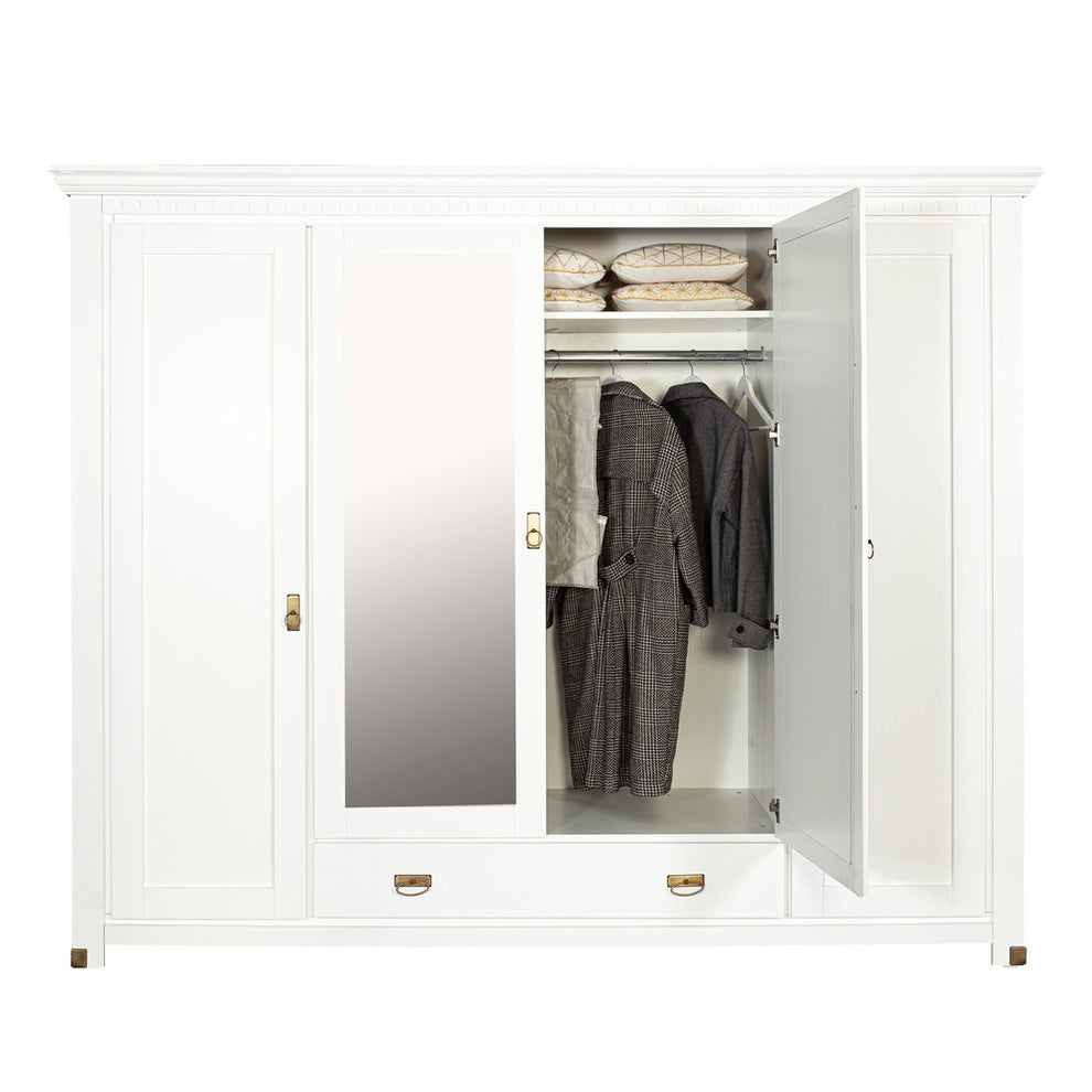 Dulap 4 Usi si 1 Sertar Saint Tropez, Vopsit Alb, 250 Cm