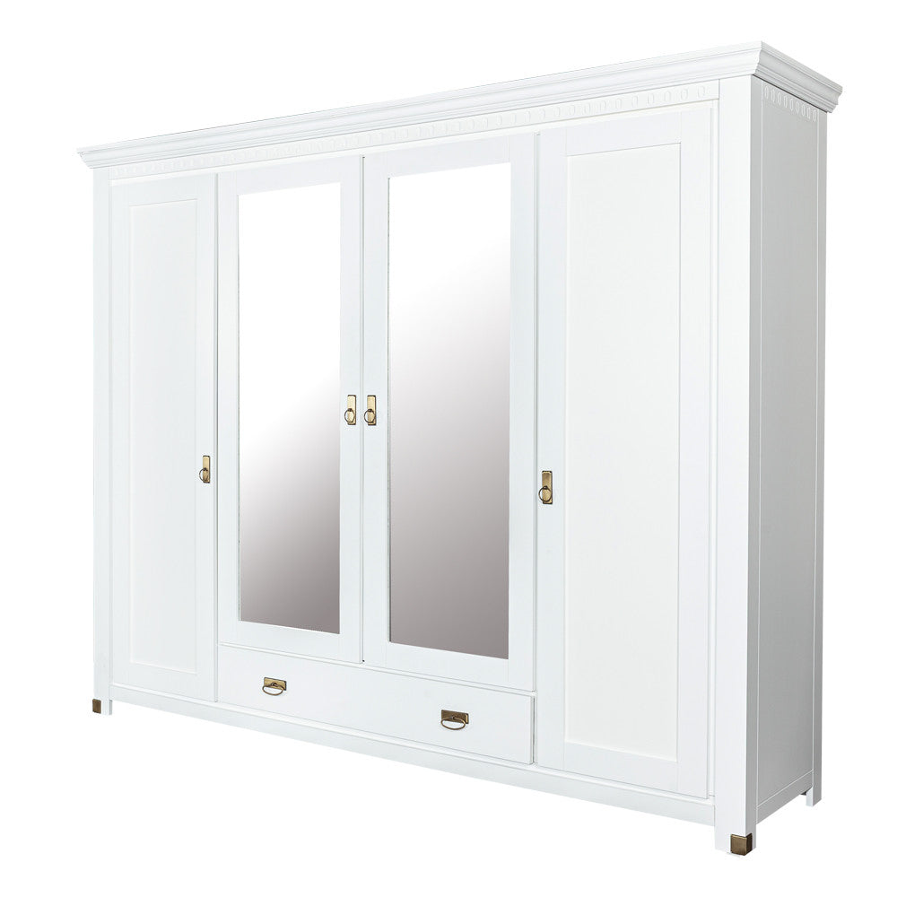 Dulap 4 Usi si 1 Sertar Saint Tropez, Vopsit Alb, 250 Cm