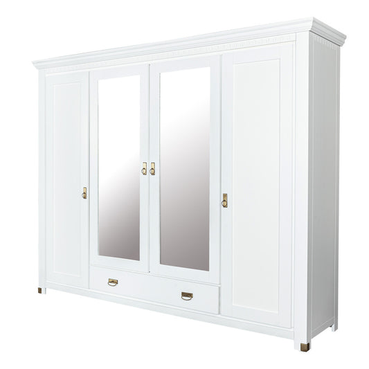 Dulap 4 Usi si 1 Sertar Saint Tropez, Vopsit Alb, 250 Cm