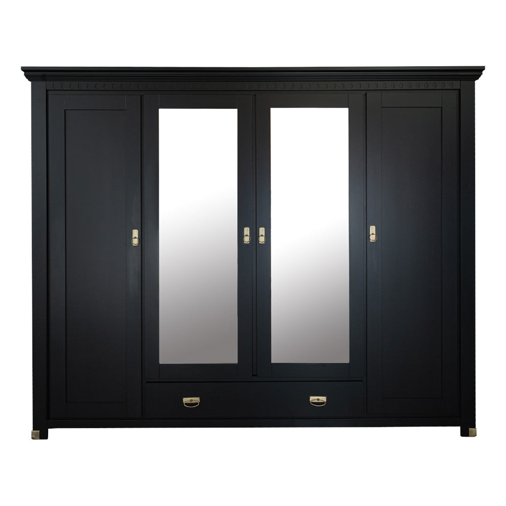 Dulap 4 Usi si 1 Sertar Saint Tropez, Vopsit Negru, 250 Cm