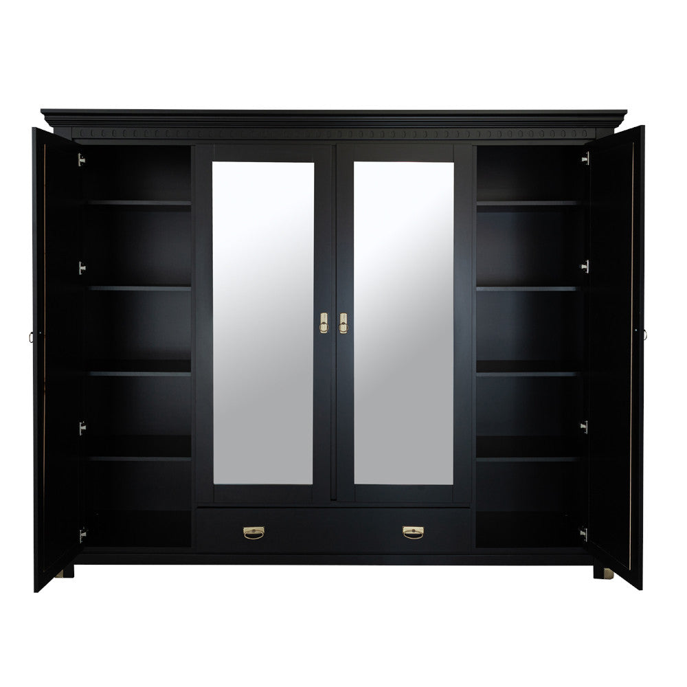 Dulap 4 Usi si 1 Sertar Saint Tropez, Vopsit Negru, 250 Cm