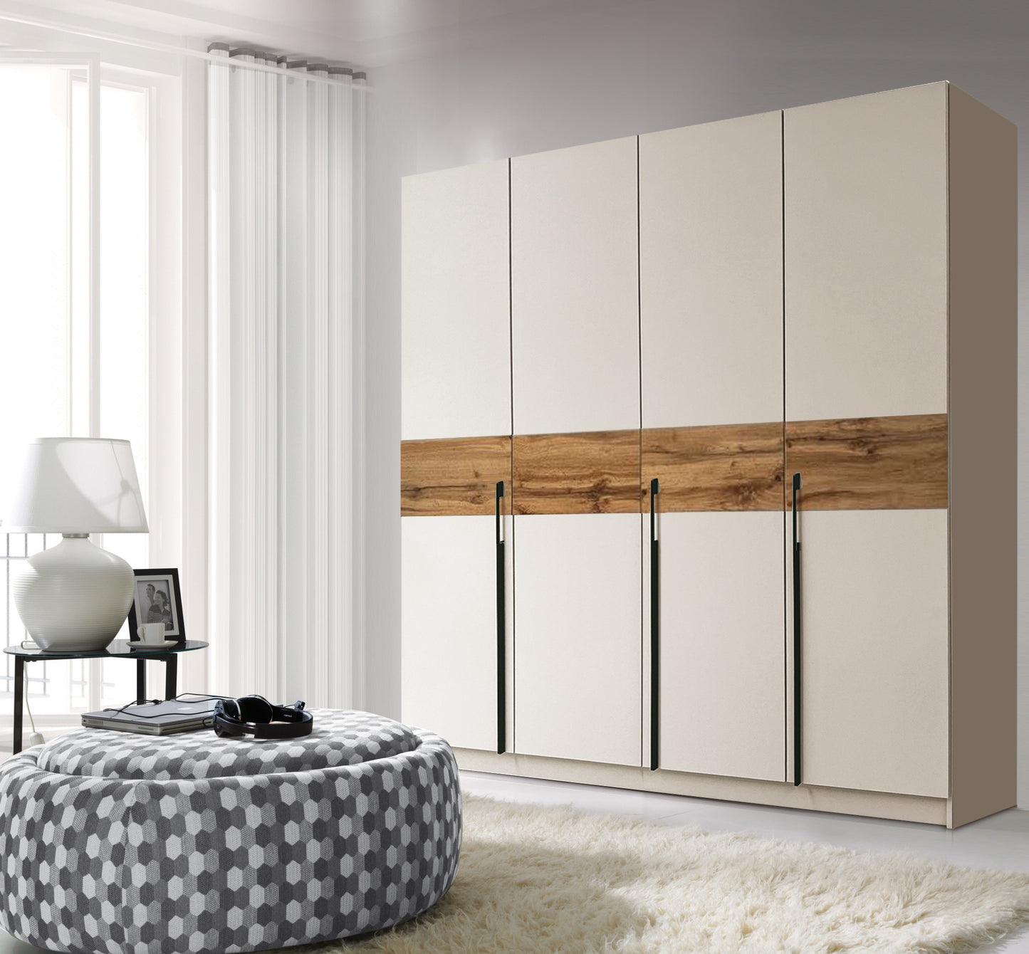 Dulap 4 Usi Denise, Kashmir Si Maro, 200 Cm