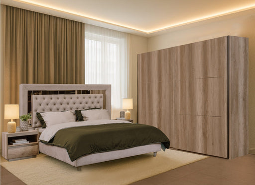Set Dormitor Phoenix, Pat Cu Dimensiune saltea 160 X 200 Cm, 2 Noptiere Si Dulap, Somiera Rabatabila